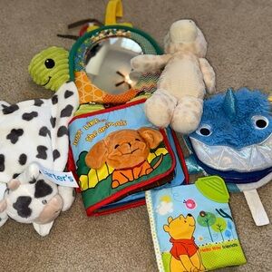 Baby Toy Bundle – Plush Toys, Soft Books & Mirror Toy